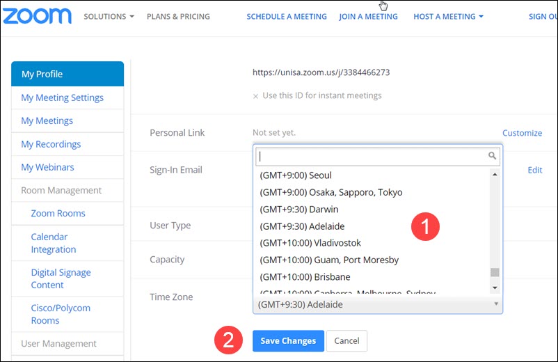 Bantuan Kursus, Tetapkan Topik Zona Waktu